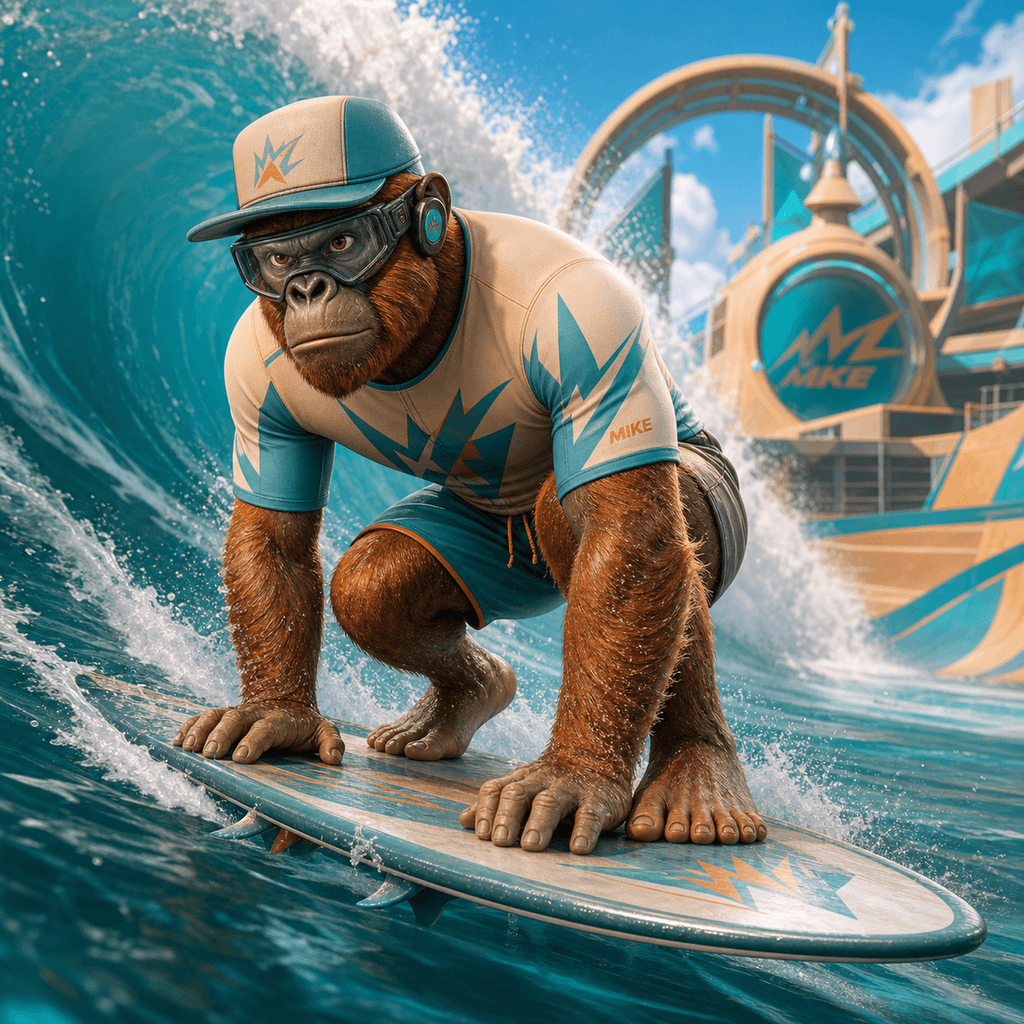Gravity Goons #0030, MIKE Gorilla Surfing athlete