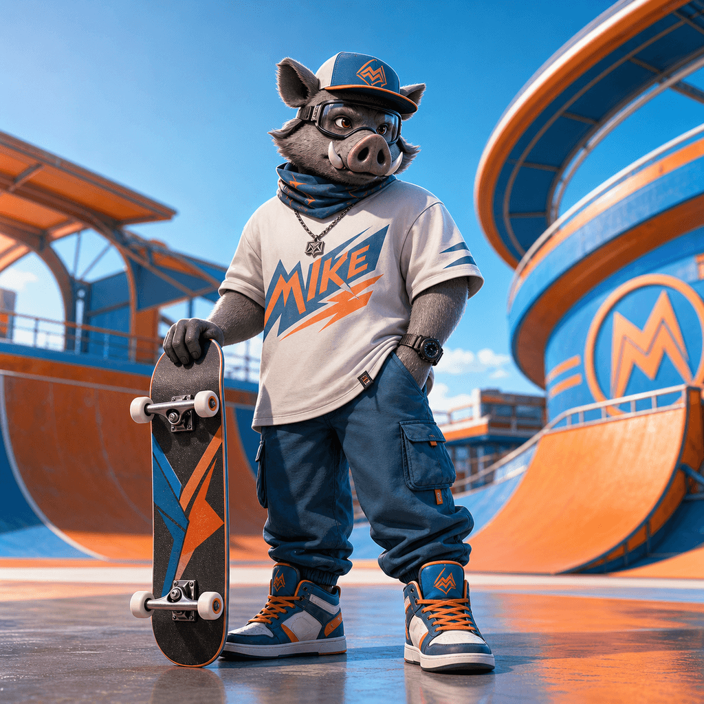 Gravity Goons #0034, a final production boar skateboarder render