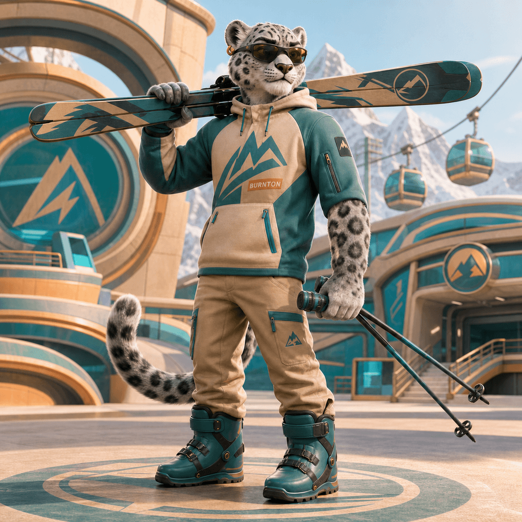 Gravity Goons #0042, BURNTON Snow Leopard Skiing athlete